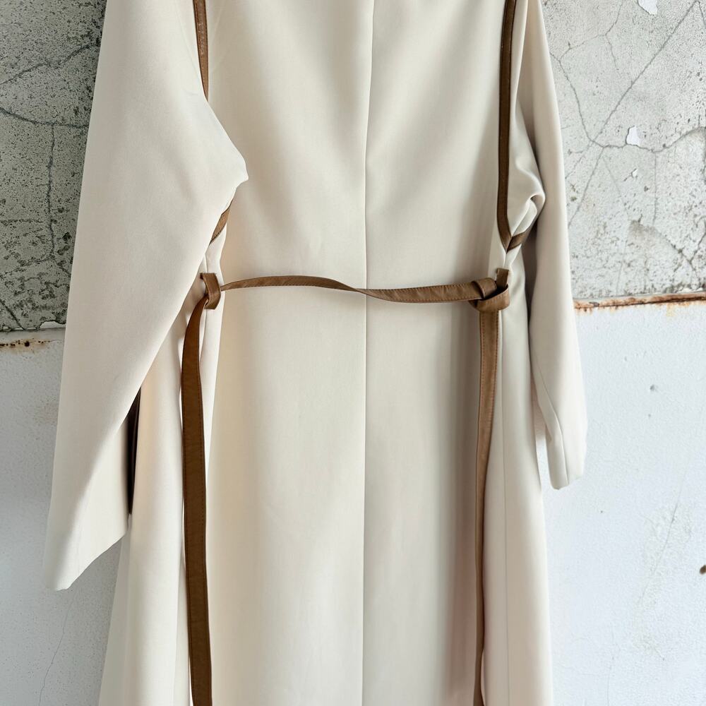 Vtg 60s Youthcraft Voyager West Coat Cream Tan Leather Trim‎ Belted Women S Mod - Picture 8 of 13